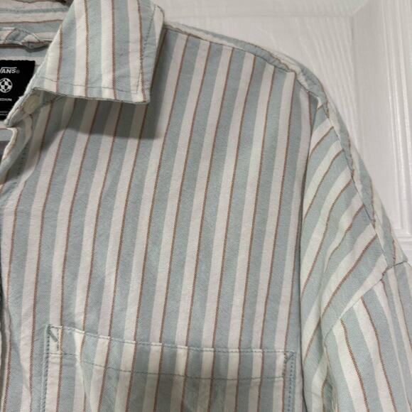 Vans Women's Cotton Striped Button Down Long Sleeve Shirt Size Medium - Picture 7 of 13